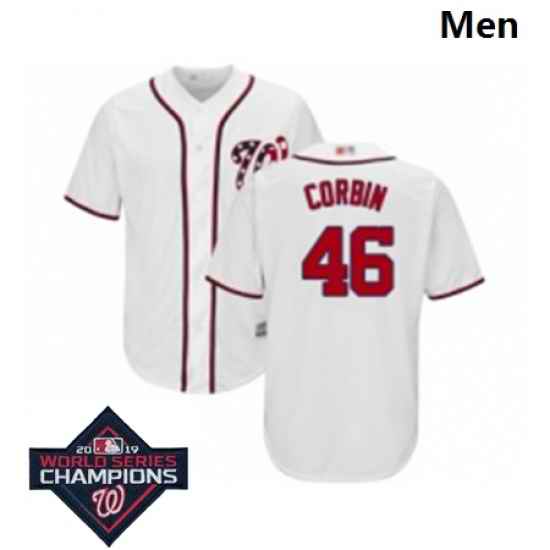 Mens Washington Nationals 46 Patrick Corbin White Home Cool Base Baseball Stitched 2019 World Series Champions Patch Jersey